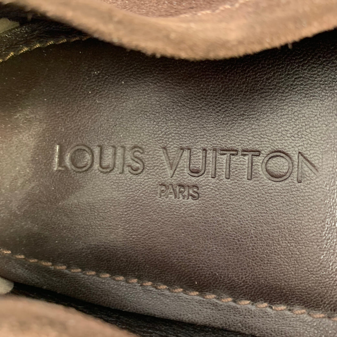 LOUIS VUITTON Size 13 Brown Suede Drivers Loafers