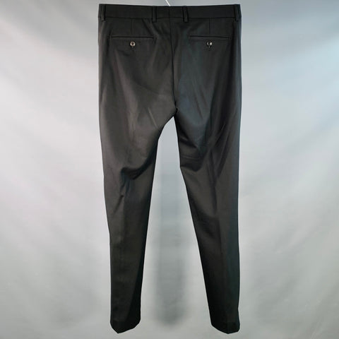 AMI by ALEXANDRE MATTIUSSI Size 35 Black Wool Tapered Button Fly Dress Pants