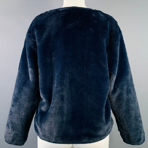 XIRENA Size S Jensen Navy Faux Fur Hook Eye Jacket