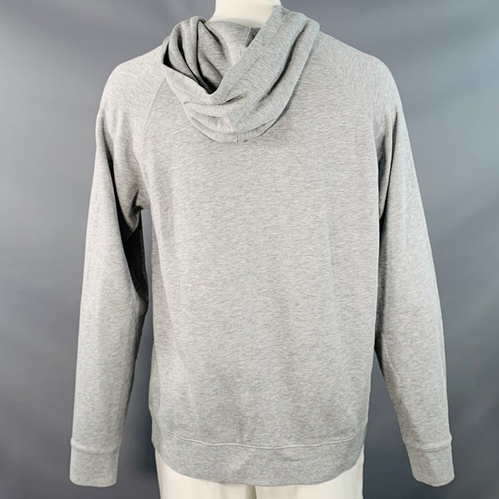 VINCE Size L Heather Grey Cotton Jersey Hooded Sweatshirt