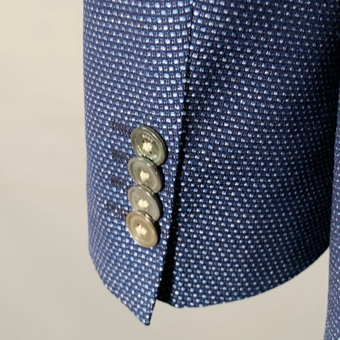 BOSS by HUGO BOSS Size 46 Navy Blue Nailhead Virgin Wool Sport Coat