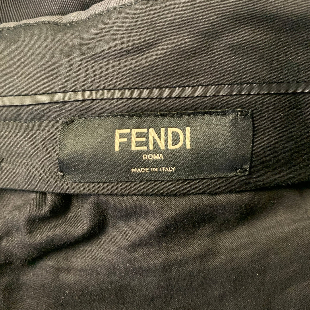 FENDI Size 29 Grey Silver Shimmery Wool Blend Straight Pants