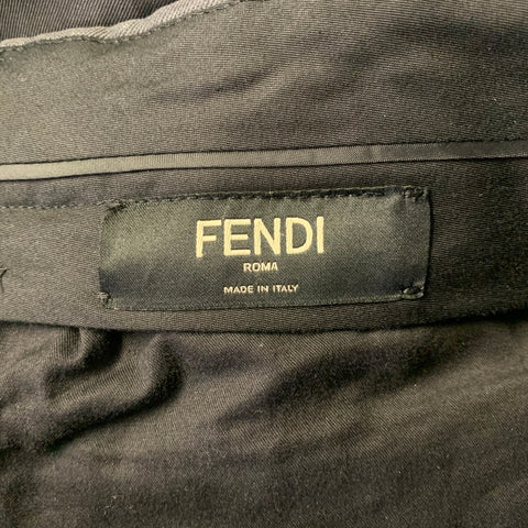 FENDI Size 29 Grey Silver Shimmery Wool Blend Straight Pants