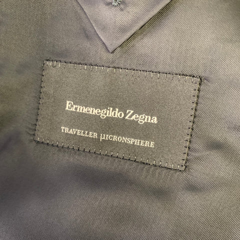 ERMENEGILDO ZEGNA Size 52 Black Pinstripe Wool Silk Notch Lapel Suit
