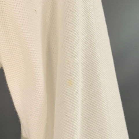BURBERRY BRIT Size L White Embroidery Cotton Pique Contrast Trim Long Sleeve Polo