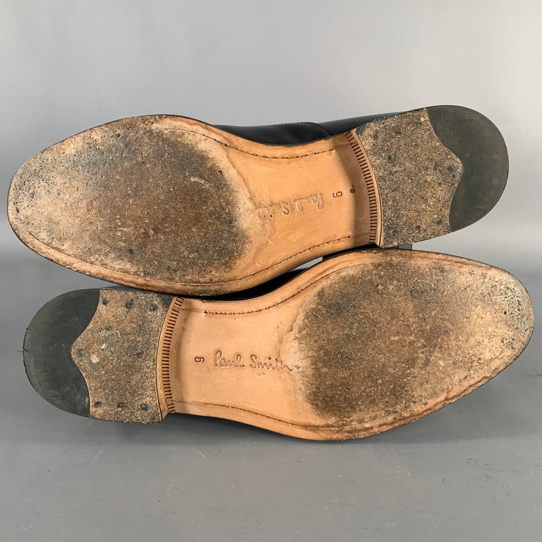 PAUL SMITH Size 7 Kenning Black Leather Cap Toe Oxford Lace-Up Shoes