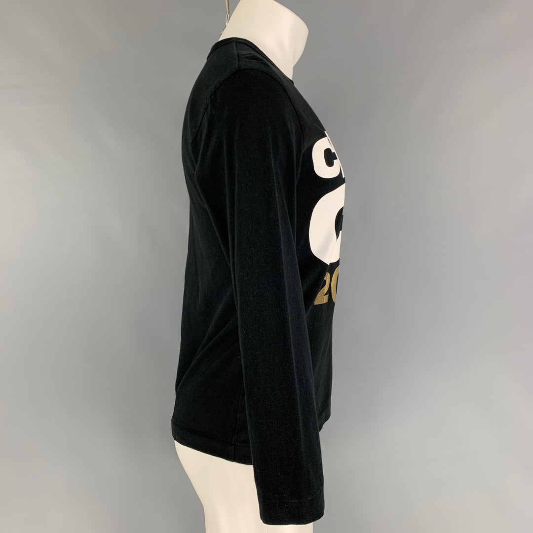 COMME des GARCONS Size M Black Gold Cotton Long Sleeve T-shirt