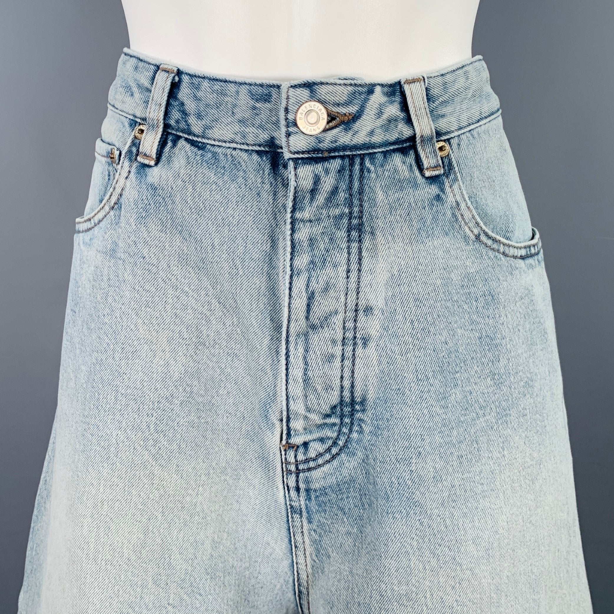 BALENCIAGA Size XS Light Blue Cotton Wide Leg Jeans – Sui Generis