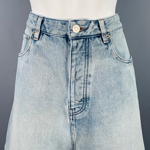 BALENCIAGA Size XS Light Blue Cotton Wide Leg Jeans