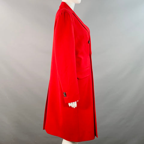 DSQUARED2 Size M Red Wool Blend Double Breasted Peak Lapel Coat