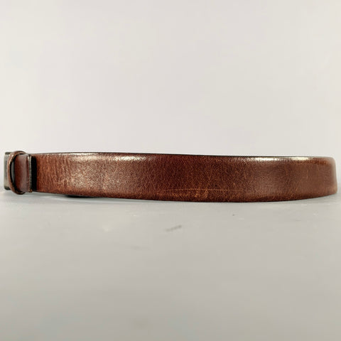 JIL SANDER Size 37 Brown Leather Wooden Buckle Belt