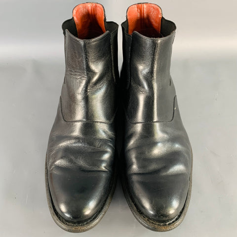 PARABOOT Size 10 Black Leather Rubber Sole Chelsea Boots