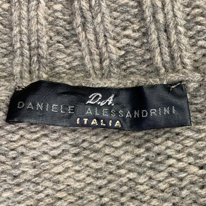 DANIELE ALESSANDRINI Size M Grey Knit Wool Distressed Cardigan