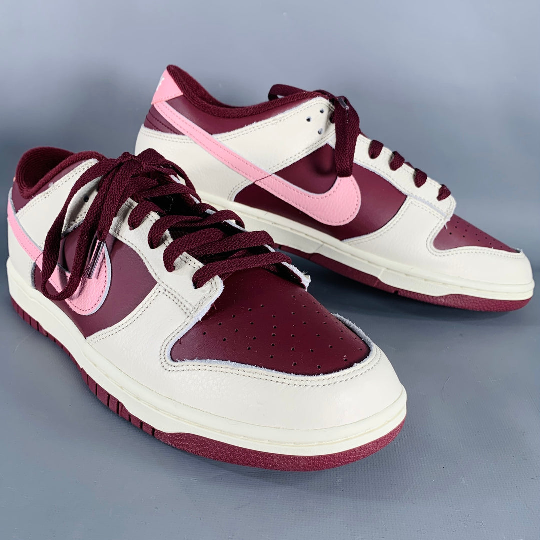 NIKE 2023 Size 11.5 Dunk Low Burgundy Cream Leather Low Top Sneakers