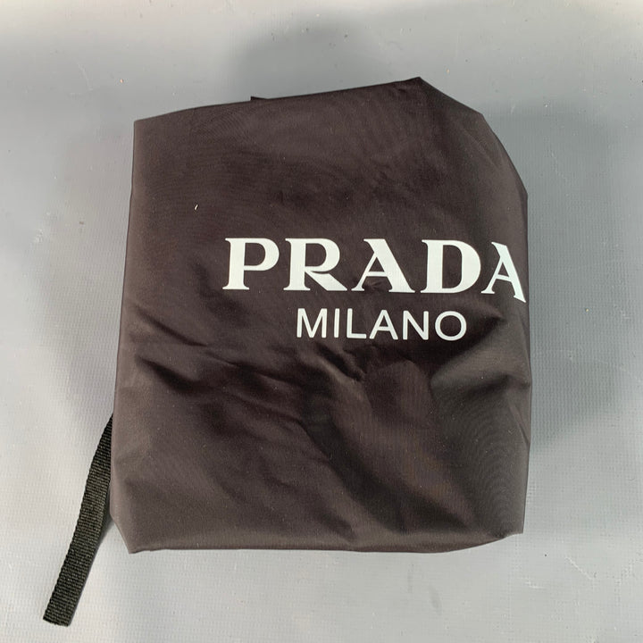 PRADA Size 11 White Navy Color Block Logo Leather Nylon Mesh Sneakers