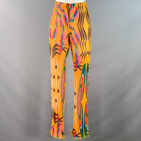 SIEDRES Size XS Agust Crinkled Multi Color Polyester Chiffon Pleated Elastic Waistband Casual Pants