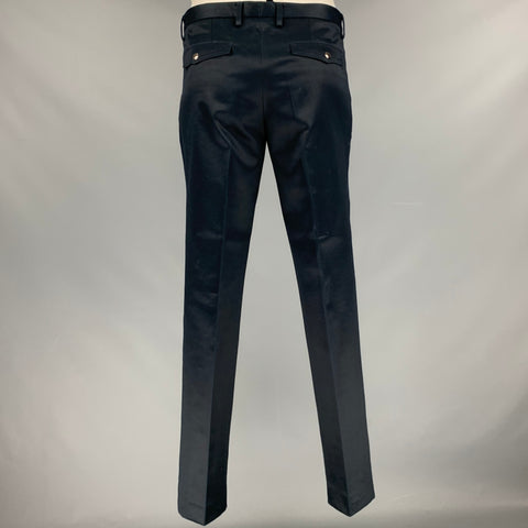 BELSTAFF Talla 34 Pantalón de vestir con bolsillos con solapa de algodón negro