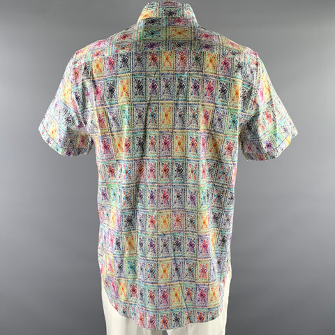 ROBERT GRAHAM Size XL White Scribble Tile Short Sleeve Shirt