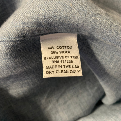 RYAN ROBERTS Size M Blue Heather Cotton Wool Button Up Long Sleeve Shirt