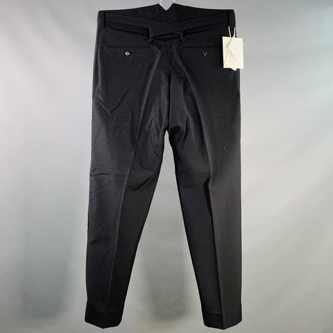 VISVIM Size L Hakama Black Wool Linen Pleated Belted Dress Pants