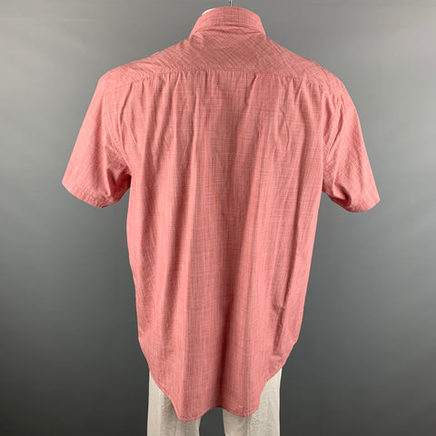 COASTAORO Size XXL Red White Checkered Cotton Short Sleeve Shirt