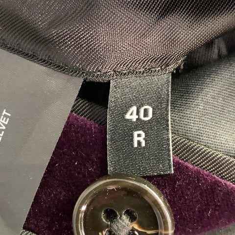 THEORY Size 40 Purple Black Velvet Satin Single Button Tuxedo Sport Coat