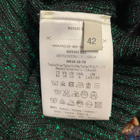 MARCO do VICENZO Size 6 Black Multi Color Acetate Blend Shiny Long Cardigan