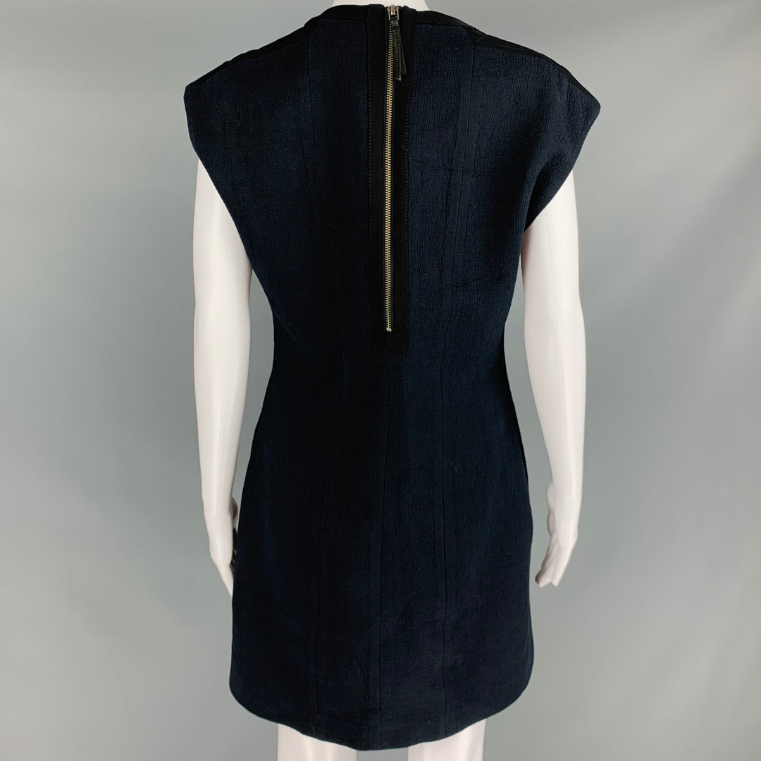 HELMUT LANG Size 4 Black Cotton Wool Textured Sleeveless Dress