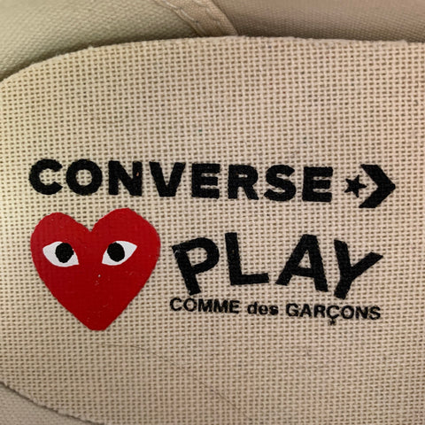 CONVERSE Size 10 Cream Red Hearts Canvas Sneakers