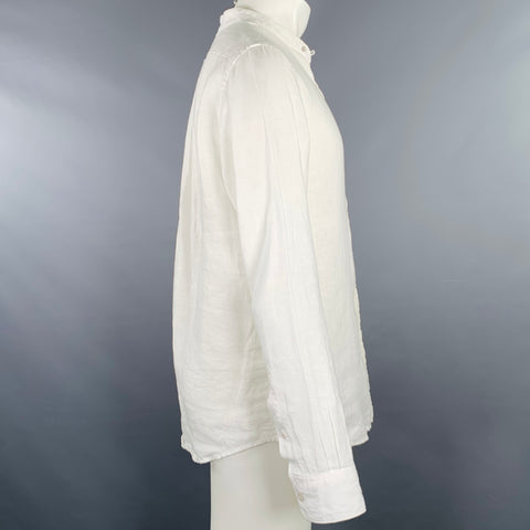TODD SNYDER Size M White Linen One Pocket Long Sleeve Shirt