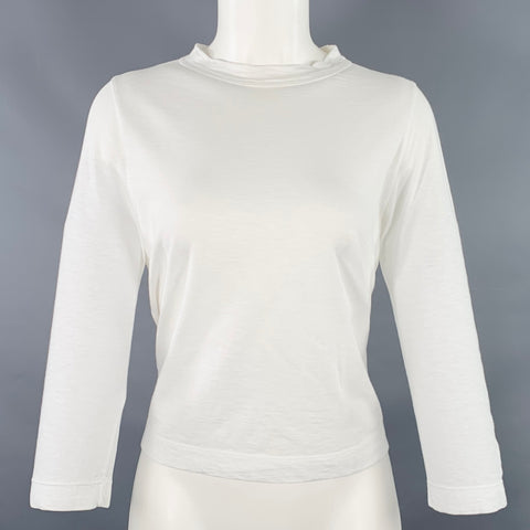 45rpm Size XS White Cotton 3/4 Sleeves Casual Top