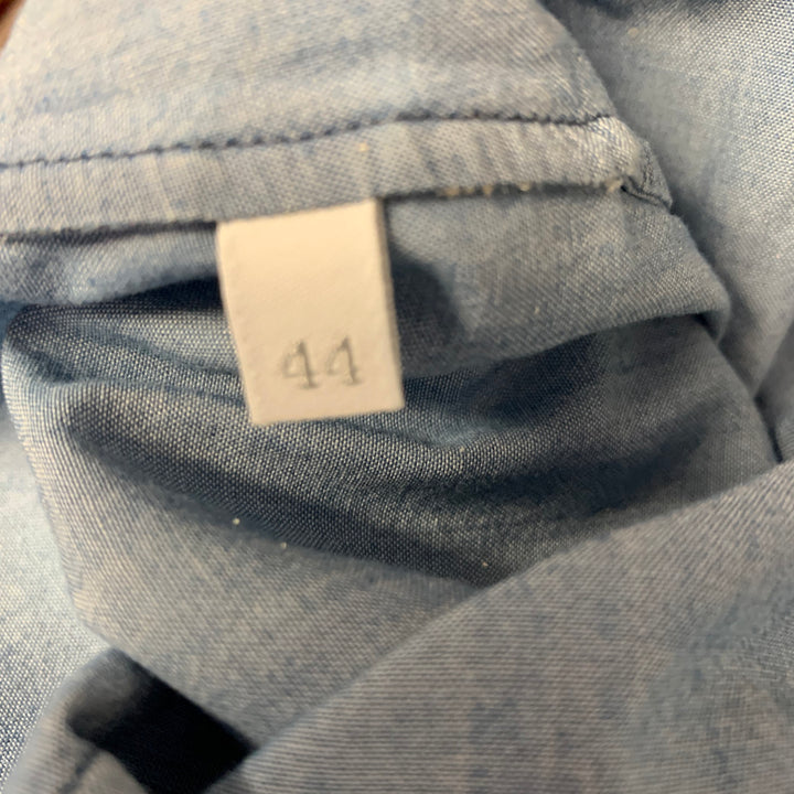 PRADA Size S Blue Linen Blend Spread Collar Shirt