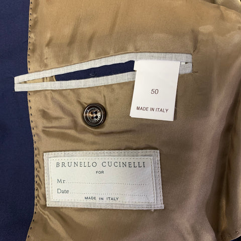 BRUNELLO CUCINELLI Size 40 Navy Wool Blend Notch Lapel Suit