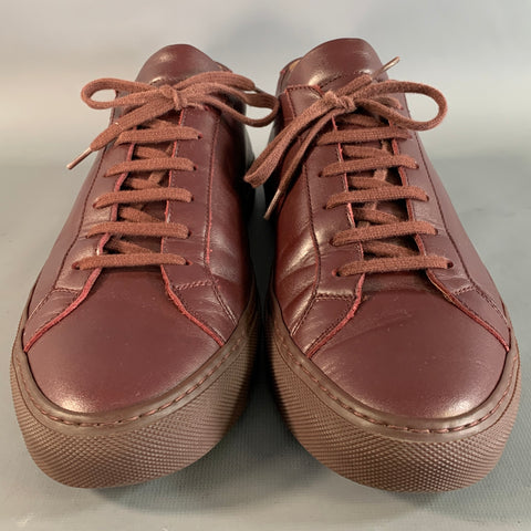 COMMON PROJECTS Size 9 Burgundy Solid Leather Vulcanized sole Sneakers