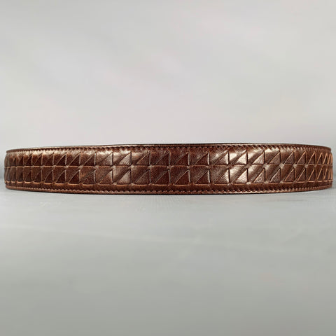 BOTTEGA VENETA Size 34 Brown Gold Woven Leather Belt