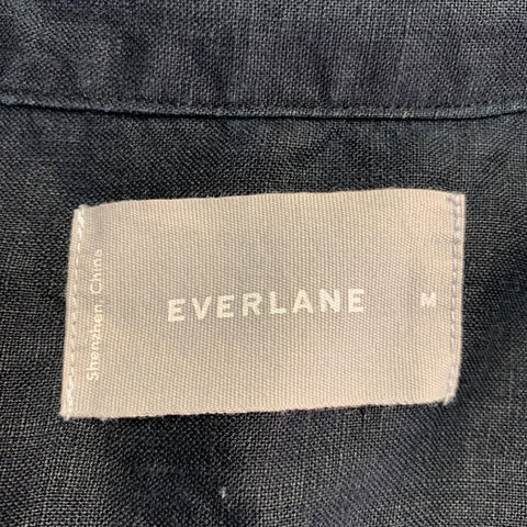 EVERLANE Taille M Chemise noire en lin à manches courtes à une poche