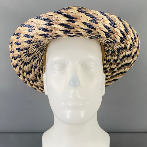 ERIC JAVITS One Size Beige Blue Woven Hat