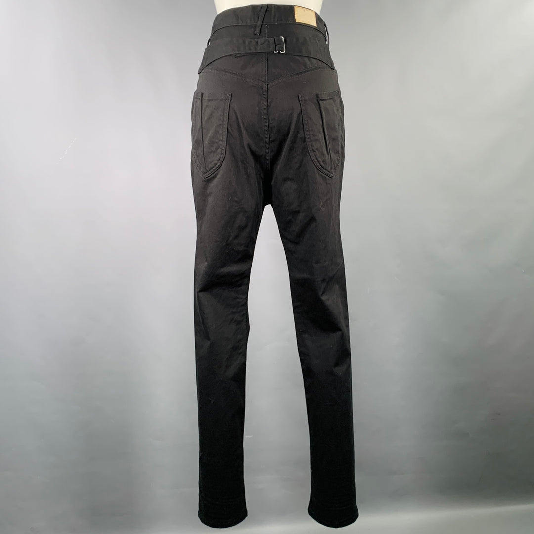 KAPITAL Size S Black Cotton Polyurethane Drop Crotch Casual Pants