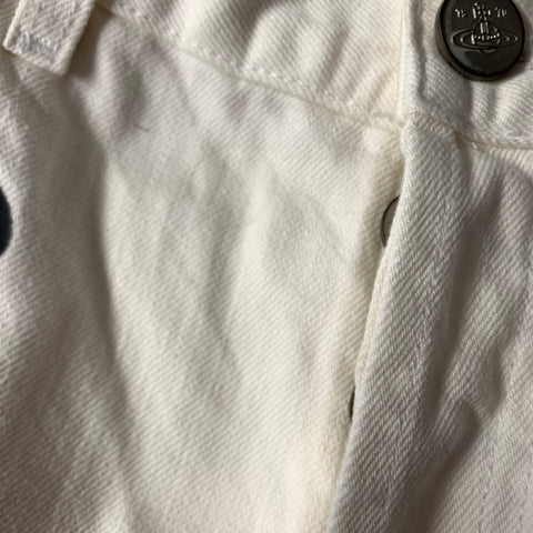 VIVIENNE WESTWOOD Size 32 White Multi Color Graffiti Cotton Casual Pants