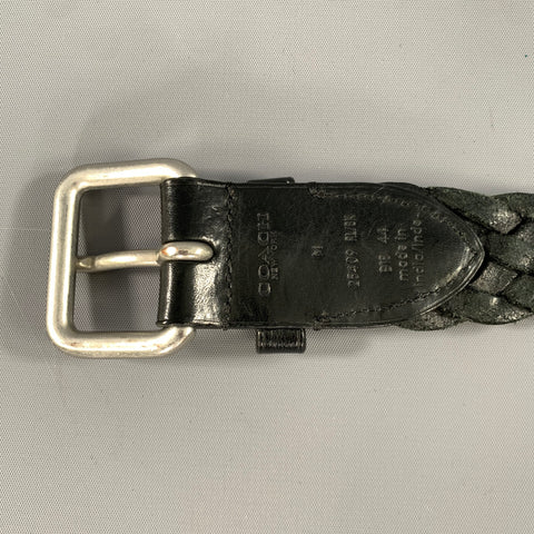 COACH Size 34 Black Braided Leather Belt