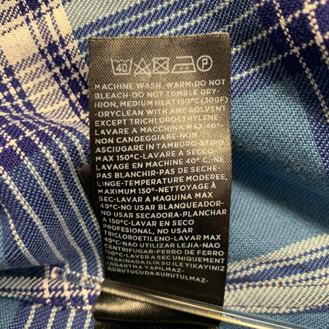 TOM FORD Size M Blue Navy Plaid Cotton Western Long Sleeve Shirt