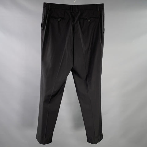 DOLCE & GABBANA Size 32 Black Wool Silk Pleated Tapered Dress Pants