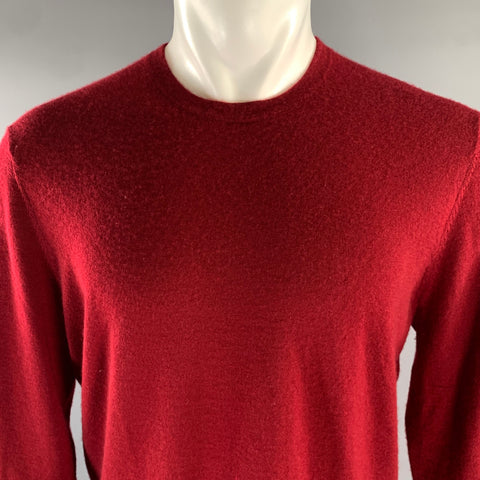 NEIMAN MARCUS Size L Burgundy Knit Cashmere Crew-Neck Pullover