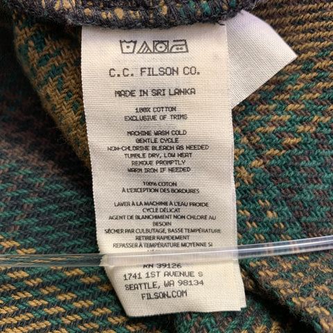 FILSON Taille L Chemise Veste en Coton à Carreaux Vert Olive Deer Island Ranch