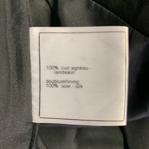 CHANEL Size 6 Black Leather Trumpet Below Knee Skirt