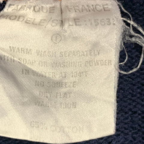 COURREGES Size 0 Navy White Cotton Blend Knit V-Neck Casual Top