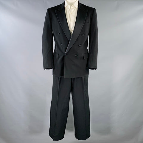 COUNTRY BRITCHES Size 44 Regular Black Wool Peak Lapel Tuxedo