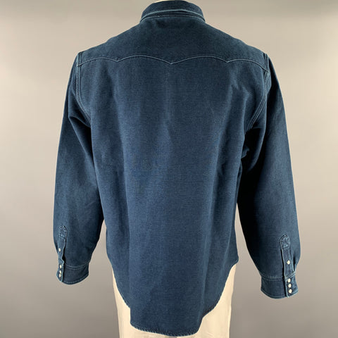 RRL by RALPH LAUREN Size XXL Navy Indigo Cotton Western Shirt Jacket
