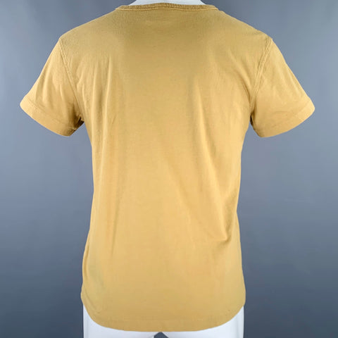 NICK FOUQUET Size S Khaki Matchstick Embroidery Cotton Short Sleeve T-shirt