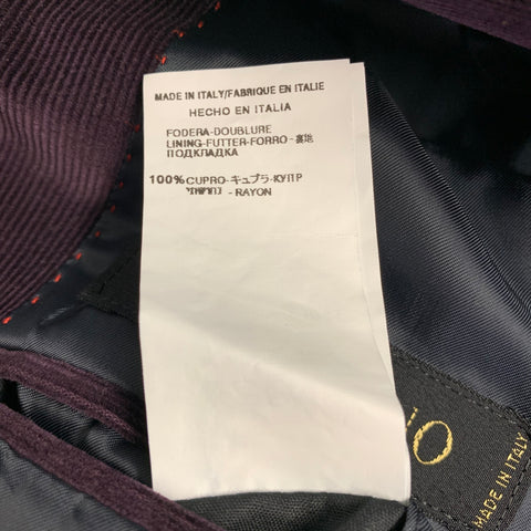 VALENTINO Size 40 Purple Corduroy Cotton Notch Lapel Sport Coat